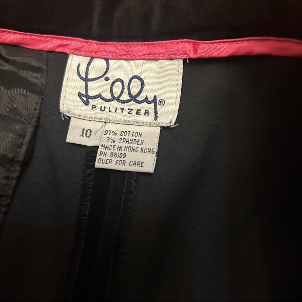 Lilly Pulitzer Black Velvet Beaded Floral Hem Trousers Pants Size 10 - Picture 7 of 9